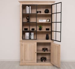Vitrina eleganta din stejar, cu 2 usi BAS + 2 usi sticla SUP de la Studio Szel OPS798BAS+SUP - Culoare_P035 - ULEIAT
