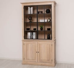 Vitrina eleganta din stejar, cu 2 usi BAS + 2 usi sticla SUP de la Studio Szel OPS798BAS+SUP - Culoare_P035 - ULEIAT