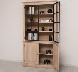 Vitrina eleganta din stejar, cu 2 usi BAS + 2 usi sticla SUP de la Studio Szel OPS798BAS+SUP - Culoare_P035 - ULEIAT