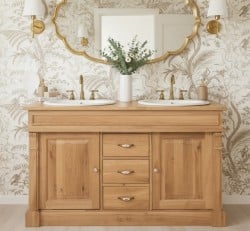 Dulap baie stejar cu 2 lavoare, lavoare neincluse - din stejar - OPS4001-TOP OAK