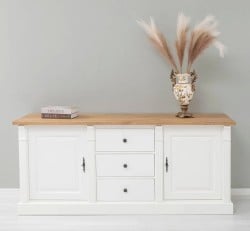 Bufet cu 2 usi, 3 sertare, blat stejar, BAS, Colectia Directoire de la Studio Szel - PS56BAS-TOP OAK - Culoare_Top-P001 - Int. P010 - Ext. P039 -  DUBLU COLOR