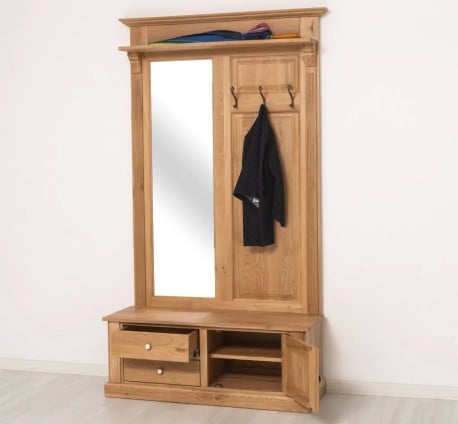Cuier cu oglinda, cu 2 sertare si 1 usa, din stejar - Studio Szel - Culoare_P061 - LACUIT