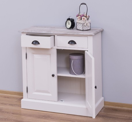 Dulap cu 2 usi si 2 sertare, blat stejar de la Studio Szel PS432 - Culoare Top_P067 - Culoare Corp_P015 - DUBLU COLOR