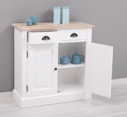 Dulap cu 2 usi si 2 sertare, blat stejar de la Studio Szel PS432 - TopOak - Culoare Top_P035 - Culoare Corp_P004 - DUBLU COLOR