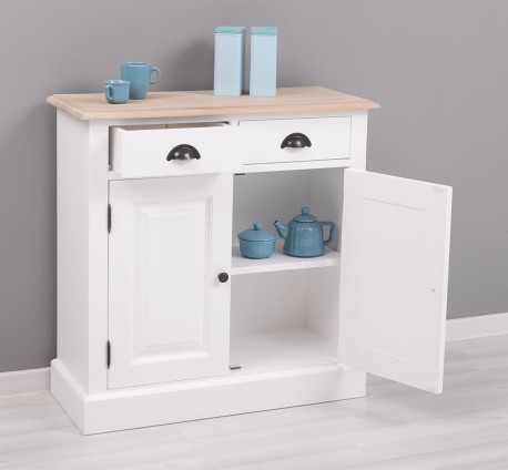 Dulap cu 2 usi si 2 sertare, blat stejar de la Studio Szel PS432 - TopOak - Culoare Top_P035 - Culoare Corp_P004 - DUBLU COLOR