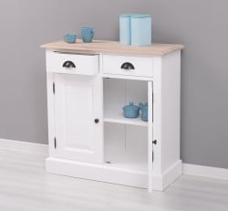 Dulap cu 2 usi si 2 sertare, blat stejar de la Studio Szel PS432 - TopOak - Culoare Top_P035 - Culoare Corp_P004 - DUBLU COLOR