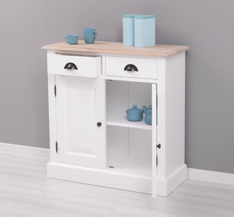 Dulap cu 2 usi si 2 sertare, blat stejar de la Studio Szel PS432 - TopOak - Culoare Top_P035 - Culoare Corp_P004 - DUBLU COLOR