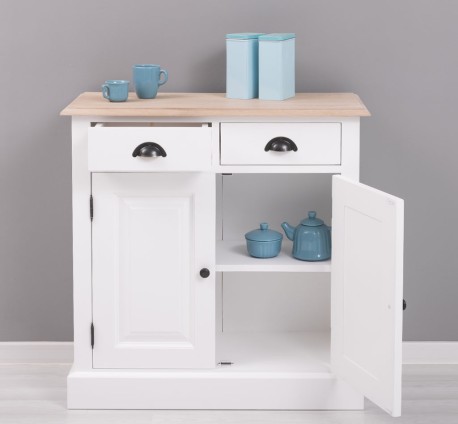 Dulap cu 2 usi si 2 sertare, blat stejar de la Studio Szel PS432 - TopOak - Culoare Top_P035 - Culoare Corp_P004 - DUBLU COLOR