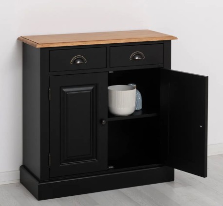 Dulap cu 2 usi si 2 sertare, blat stejar de la Studio Szel PS432 - TopOak - Culoare Top_P061 - Culoare Corp_P003 - DUBLU COLOR