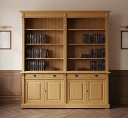 Bibliotecă din lemn masiv cu sertare și dulapuri inferioare de la Studio Szel - SPEC22450 - Culoare - P002 - CERUIT