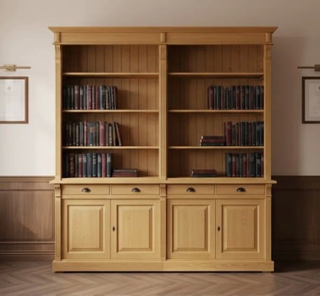 Bibliotecă din lemn masiv cu sertare și dulapuri inferioare de la Studio Szel - SPEC22450 - Culoare - P002 - CERUIT