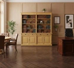 Bibliotecă din lemn masiv cu sertare și dulapuri inferioare de la Studio Szel - SPEC22450 - Culoare - P002 - CERUIT