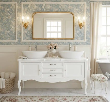 Mobilier de baie cu picioare curbate, doua usi si trei sertare de la Studio Szel PS712 - Culoare_P004 - VOPSIT