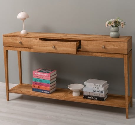 Consola eleganta cu 3 sertare si polita inferioara, stejar de la Studio Szel OPS796 - Culoare_P089 - ULEIAT