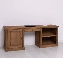 Birou din lemn masiv cu sertar, dulap și polițe de la Studio Szel - SPEC18558 - Culoare_P064 - PERIAT ADANC