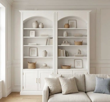 Set bibliotecă dublă cu arcade și dulapuri inferioare de la Studio Szel - SPEC22507 - Culoare - P003 - VOPSIT