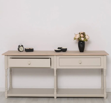 Consola cu 2 sertare, blat stejar de la Studio Szel PS29 - TopOak - Culoare Top_P035 - Culoare Corp_P024 - DUBLU COLOR
