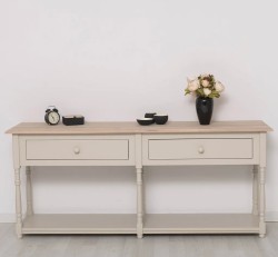 Consola cu 2 sertare, blat stejar de la Studio Szel PS29 - TopOak - Culoare Top_P035 - Culoare Corp_P024 - DUBLU COLOR