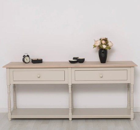 Consola cu 2 sertare, blat stejar de la Studio Szel PS29 - TopOak - Culoare Top_P035 - Culoare Corp_P024 - DUBLU COLOR