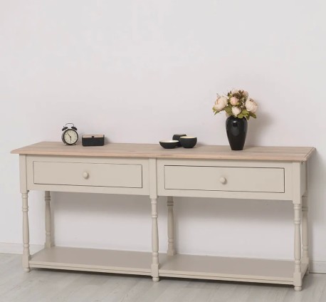 Consola cu 2 sertare, blat stejar de la Studio Szel PS29 - TopOak - Culoare Top_P035 - Culoare Corp_P024 - DUBLU COLOR