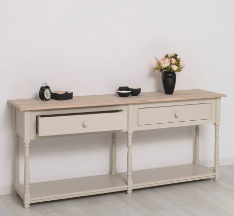 Consola cu 2 sertare, blat stejar de la Studio Szel PS29 - TopOak - Culoare Top_P035 - Culoare Corp_P024 - DUBLU COLOR