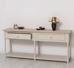 Consola cu 2 sertare, blat stejar de la Studio Szel PS29 - TopOak - Culoare Top_P035 - Culoare Corp_P024 - DUBLU COLOR
