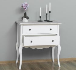 Consola cu picioare curbate, 2 sertare de la Studio Szel PS79 - Culoare Top_P090 - Culoare Corp_P039 - DUBLU COLOR