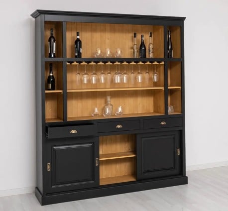 Bufet bar cu uși glisante noir de la Studio Szel - Culoare_Int. P082 - Ext.P003 - DOUBLE COLORED