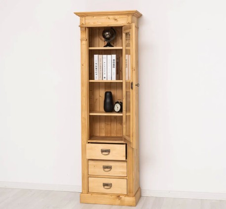Dulap cu 1 usa sticla, 3 sertare, Colectia Directoire de la Studio Szel PS425 - Culoare_P093 - CERUIT
