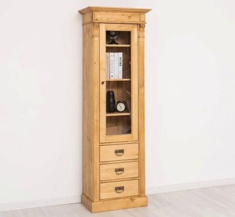Dulap cu 1 usa sticla, 3 sertare, Colectia Directoire de la Studio Szel PS425 - Culoare_P093 - CERUIT