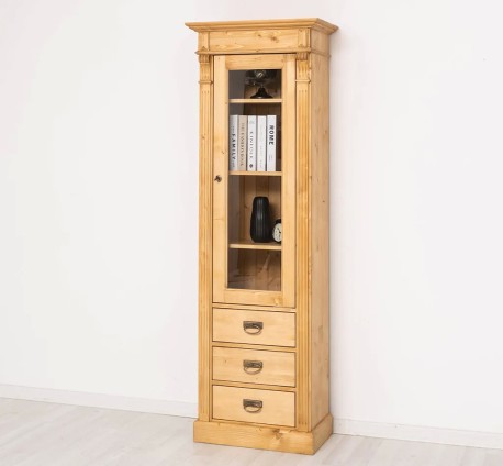 Dulap cu 1 usa sticla, 3 sertare, Colectia Directoire de la Studio Szel PS425 - Culoare_P093 - CERUIT