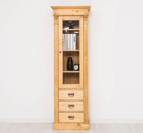 Dulap cu 1 usa sticla, 3 sertare, Colectia Directoire de la Studio Szel PS425 - Culoare_P093 - CERUIT