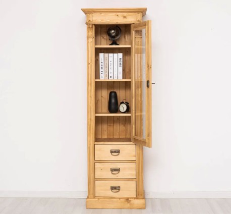 Dulap cu 1 usa sticla, 3 sertare, Colectia Directoire de la Studio Szel PS425 - Culoare_P093 - CERUIT