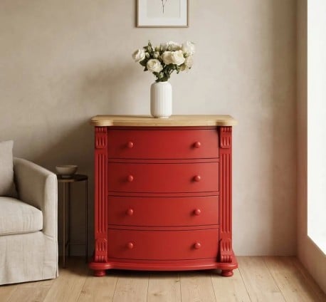 Comoda cu 4 sertare curbate, Colectia Directoire de la Studio Szel PS36 - Culoare Top_P002 - Culoare Corp_P003++P047A - TRIPLU COLOR