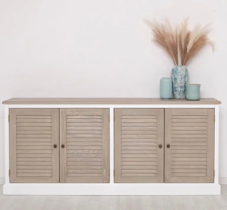Bufet cu 4 usi, blat stejar, Colectia Shutter de la Studio Szel PS570 - Top Culoare_P037 - Corp Culoare_P004 - DOUBLE COLOR