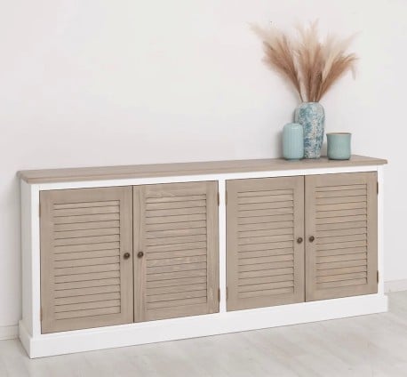 Bufet cu 4 usi, blat stejar, Colectia Shutter de la Studio Szel PS570 - Top Culoare_P037 - Corp Culoare_P004 - DOUBLE COLOR