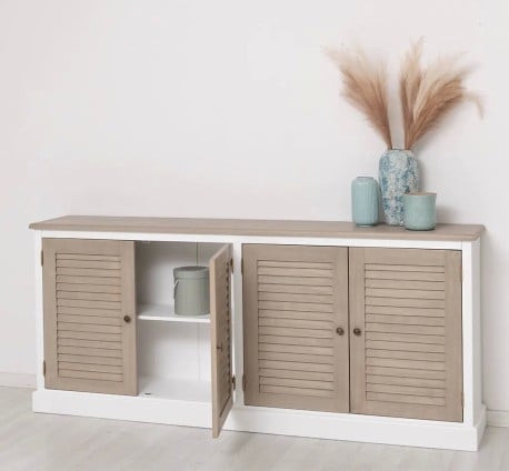 Bufet cu 4 usi, blat stejar, Colectia Shutter de la Studio Szel PS570 - Top Culoare_P037 - Corp Culoare_P004 - DOUBLE COLOR
