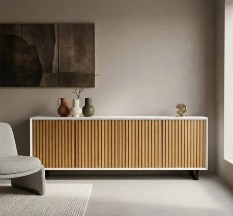 Comoda cu 4 usi Slatted de la Studio Szel PS753 - Culoare Corp_P004 - Culoare Usi_P082 - DUBLU COLOR