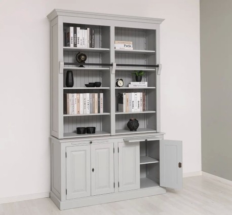 Biblioteca cu 4 usi BAS + etajera dubla SUP de la Studio Szel PS405BAS+SUP - Culoare_P010 - VOPSIT