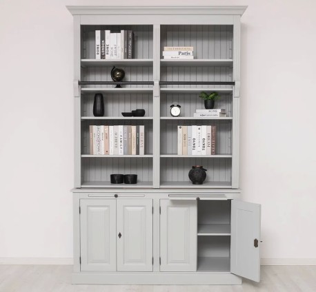 Biblioteca cu 4 usi BAS + etajera dubla SUP de la Studio Szel PS405BAS+SUP - Culoare_P010 - VOPSIT