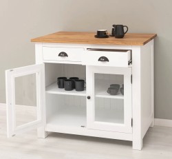 Comoda cu 2 usi, 2 sertare, blat stejar de la Studio Szel PS684 - Culoare Top_P089 - Culoare Corp_P004 - DOUBLE COLOR