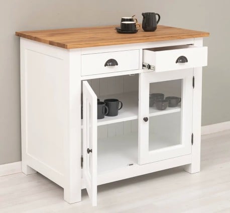 Comoda cu 2 usi, 2 sertare, blat stejar de la Studio Szel PS684 - Culoare Top_P089 - Culoare Corp_P004 - DOUBLE COLOR