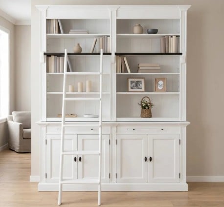 Biblioteca cu 4 usi, cu dim. 200x40x240, MDF de la Studio Szel MPS004BAS+SUP - Culoarea P039 - VOPSIT