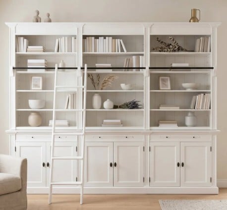 Biblioteca cu 6 usi, cu dim. 300x40x240, din MDF de la Studio Szel MPS005BAS+SUP - Culoarea P039 - VOPSIT
