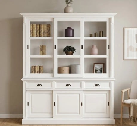 Bufet cu 6 usi glisante si 3 sertare, cu dim. 180x51x220, din MDF de la Studio Szel MPS014BAS+SUP - Culoarea P039 - VOPSIT