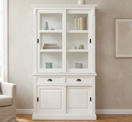 Bufet cu 4 usi glisante si 2 sertare cu dim. 128x51x220, din MDF de la Studio Szel MPS016BAS+SUP - Culoarea P039 - VOPSIT
