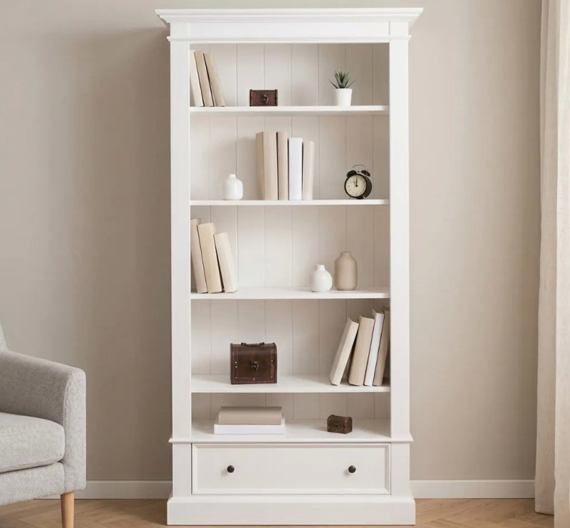 Biblioteca cu 1 sertar, cu dim. 100x32x195, din MDF cu finisaj Vopsit