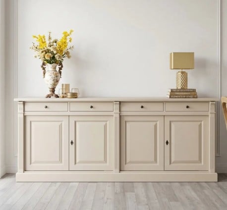 Bufet cu 4 usi si 4 sertare, Colectia Directoire de la Studio Szel PS16BAS - Culoare Ext._P024 / Culoare Int._P050 - DUBLU COLOR