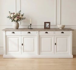 Bufet cu 4 usi, blat stejar, BAS, Colectia Directoire de la Studio Szel PS16BAS - Culoare Top_P061 - Culoare Corp_P004 - DUBLU COLOR