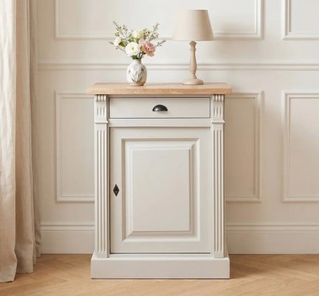 Bufet cu 1 usa, 1 sertar, blat stejar, BAS, Colectia Directoire de la Studio Szel PS27BAS - Culoare Top_P059 - Culoare Corp_P013 - DUBLU COLOR